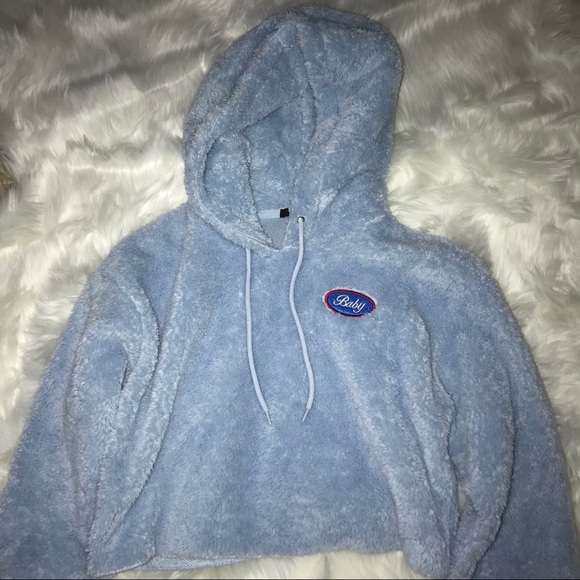 blue fur hoodie